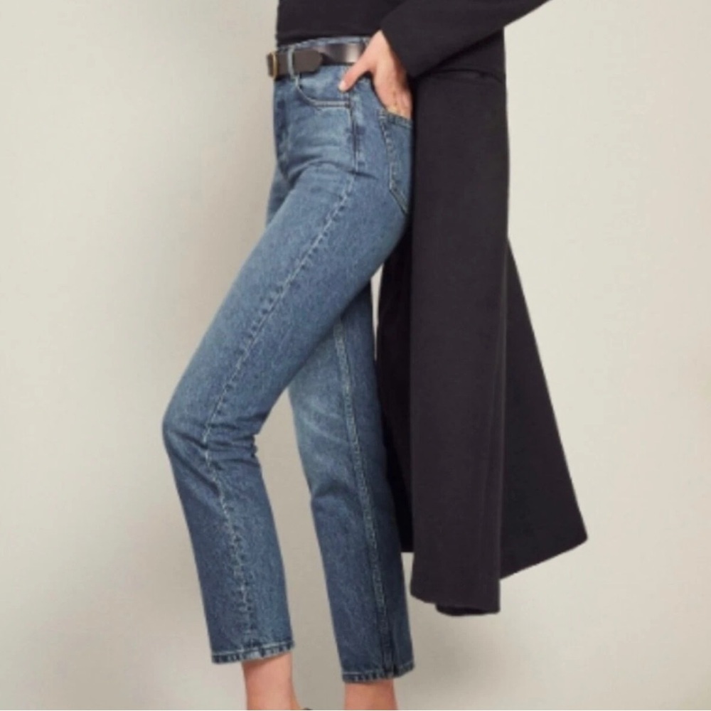 Reformation Shasta Destroyed Mid-Rise Straight Leg Jeans Waist Size 24